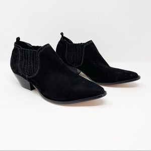 SCHUTZ Black Suede Cowgirl Western Booties 10.5